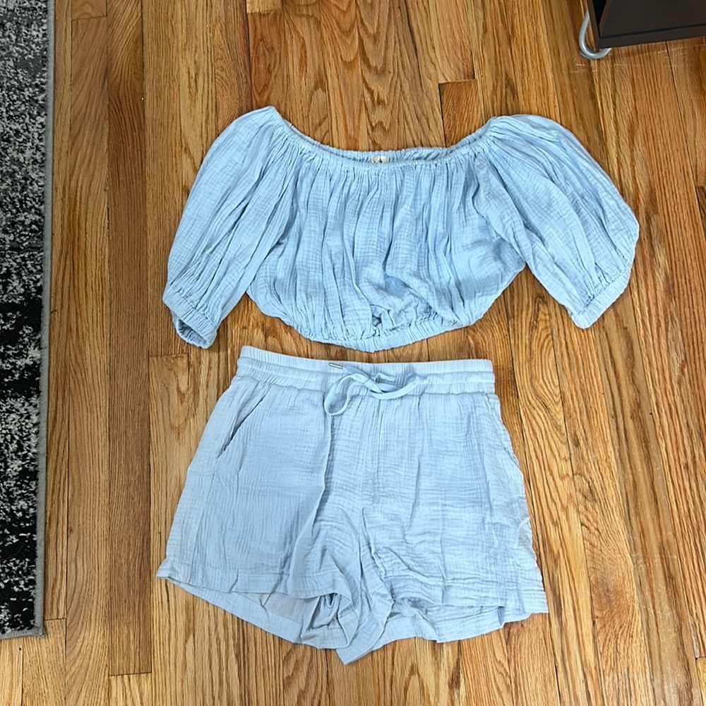 two piece baby blue set